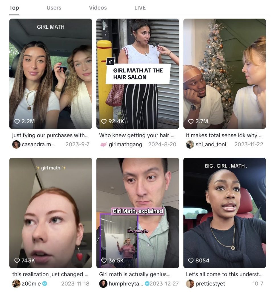 girl math tiktok slang