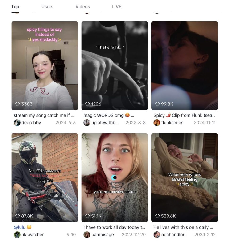spicy tiktok slang